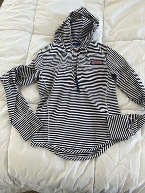 Vineyard Vines Navy and White Striped Hooded Pullover